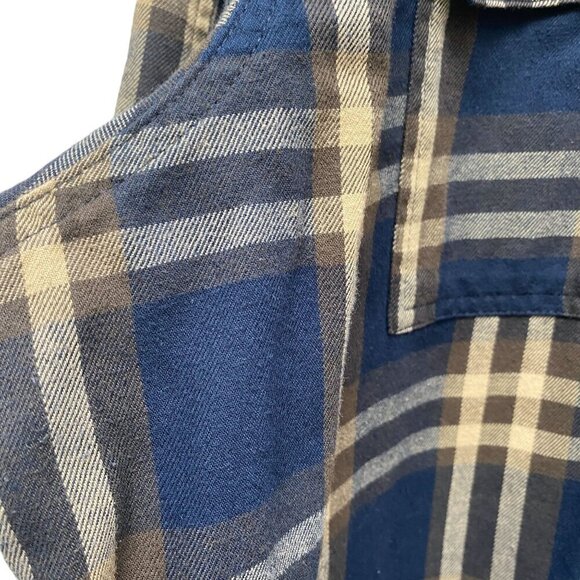 Wrangler ATG™ Men's Plaid Shirt XXL Blue Brown Plaid Button Up Elbow Patch - Picture 13 of 15